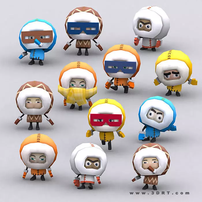 3DRT - Eskimo vs Penguins Low-poly 3D model_0