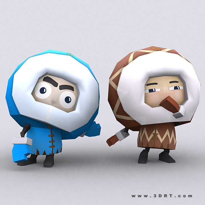 3DRT - Eskimo vs Penguins Low-poly 3D model_3