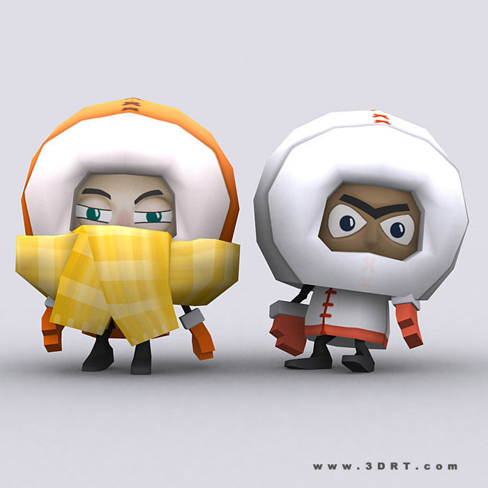 3DRT - Eskimo vs Penguins Low-poly 3D model_5