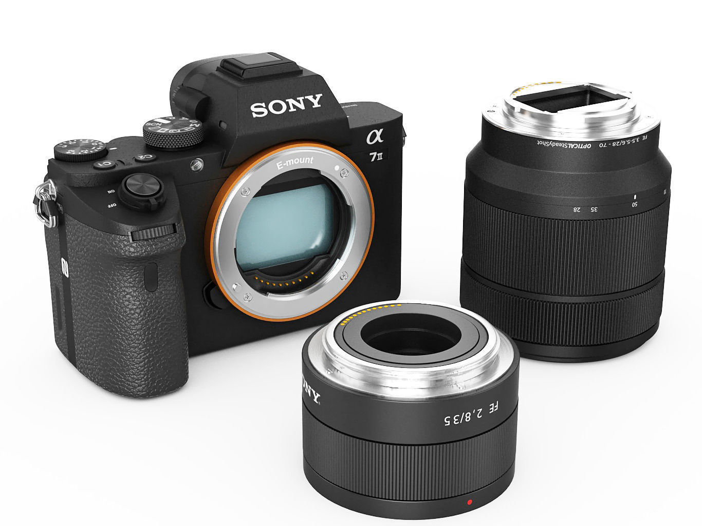 Sony Alpha 7 II with two lenses 3D model_11