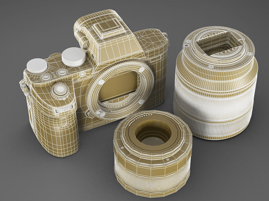 Sony Alpha 7 II with two lenses 3D model_21