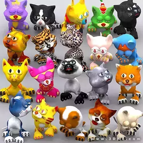 3DRT - Toonpets Cats Low-poly 3D model