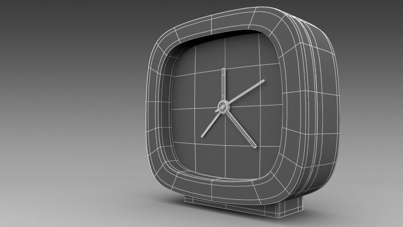 Clock alarm on wooden table 3D model_3