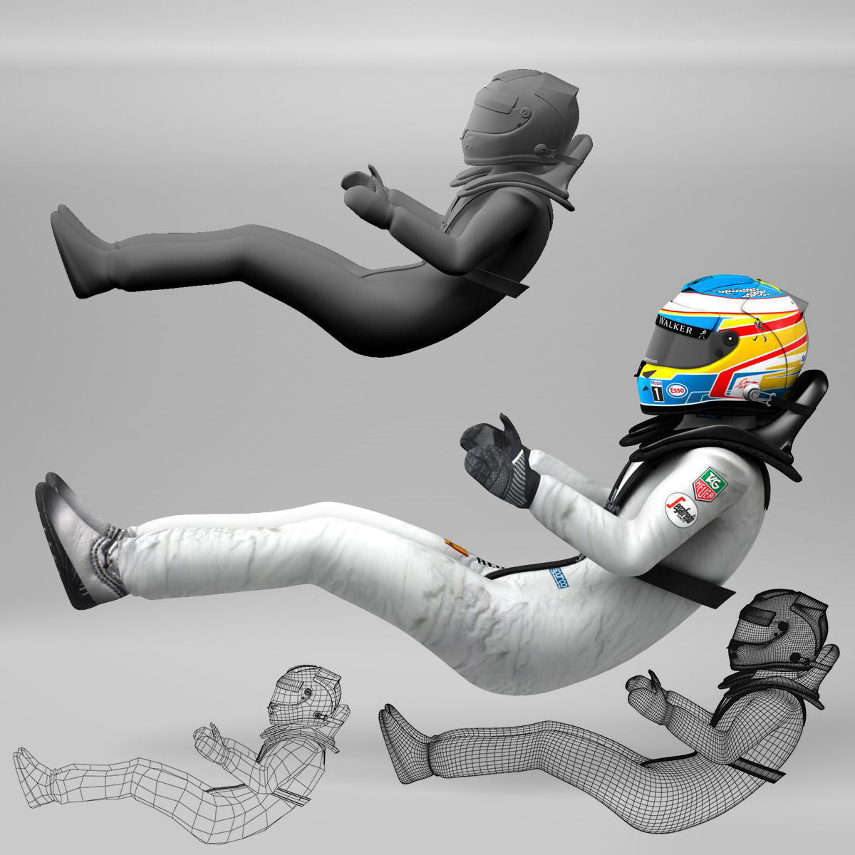 Fernando Alonso 2015 Low-poly 3D model_1