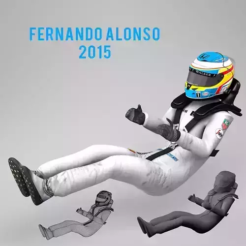 Fernando Alonso 2015 Low-poly 3D model