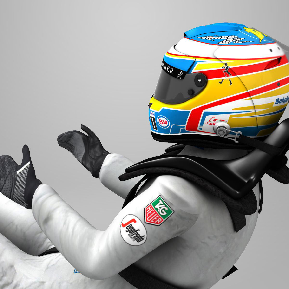 Fernando Alonso 2015 Low-poly 3D model_9