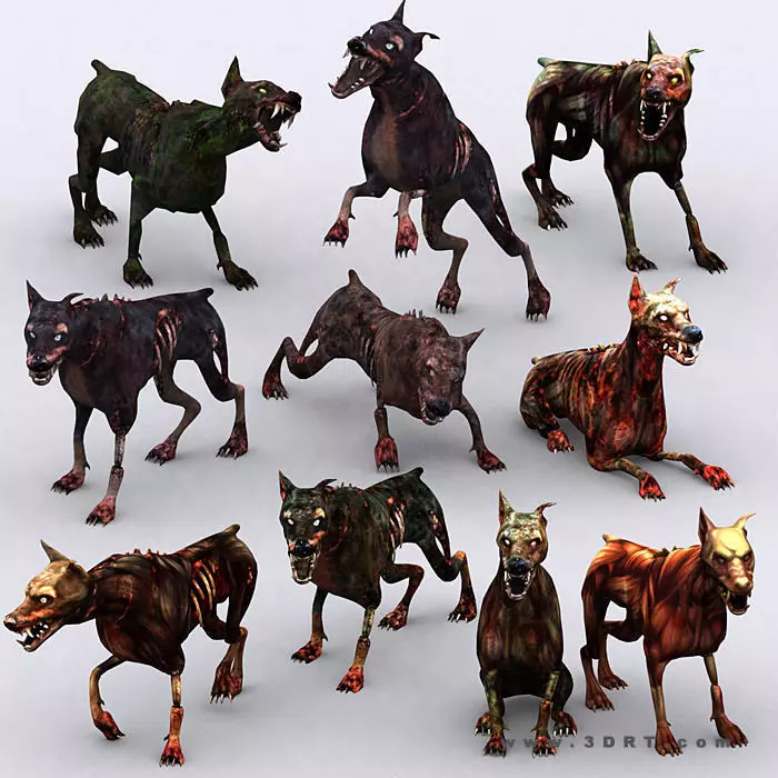 3DRT - Zombie Dogs Low-poly 3D model_0