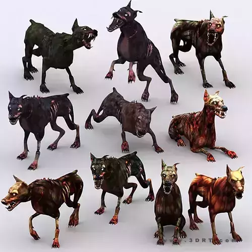 3DRT - Zombie Dogs Low-poly 3D model