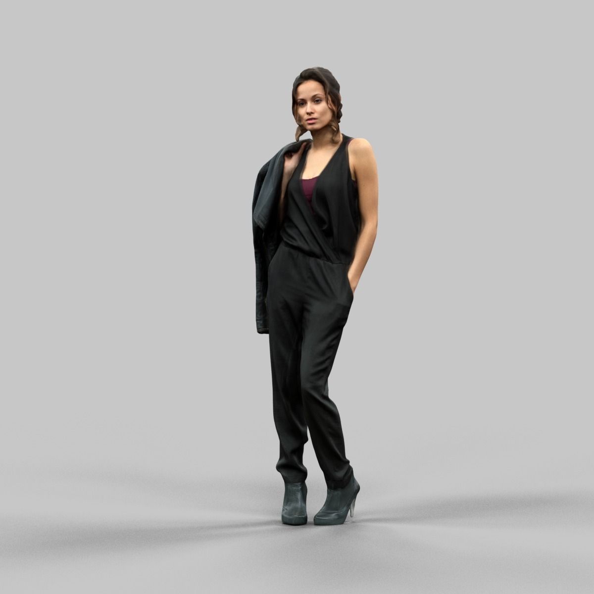Dressed in Black Low-poly 3D model_1