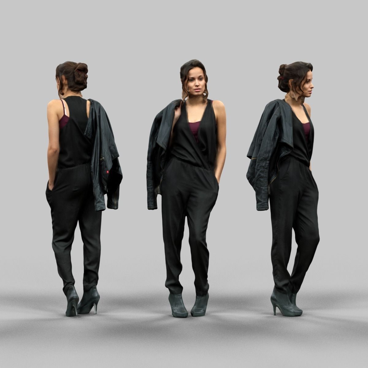 Dressed in Black Low-poly 3D model_0