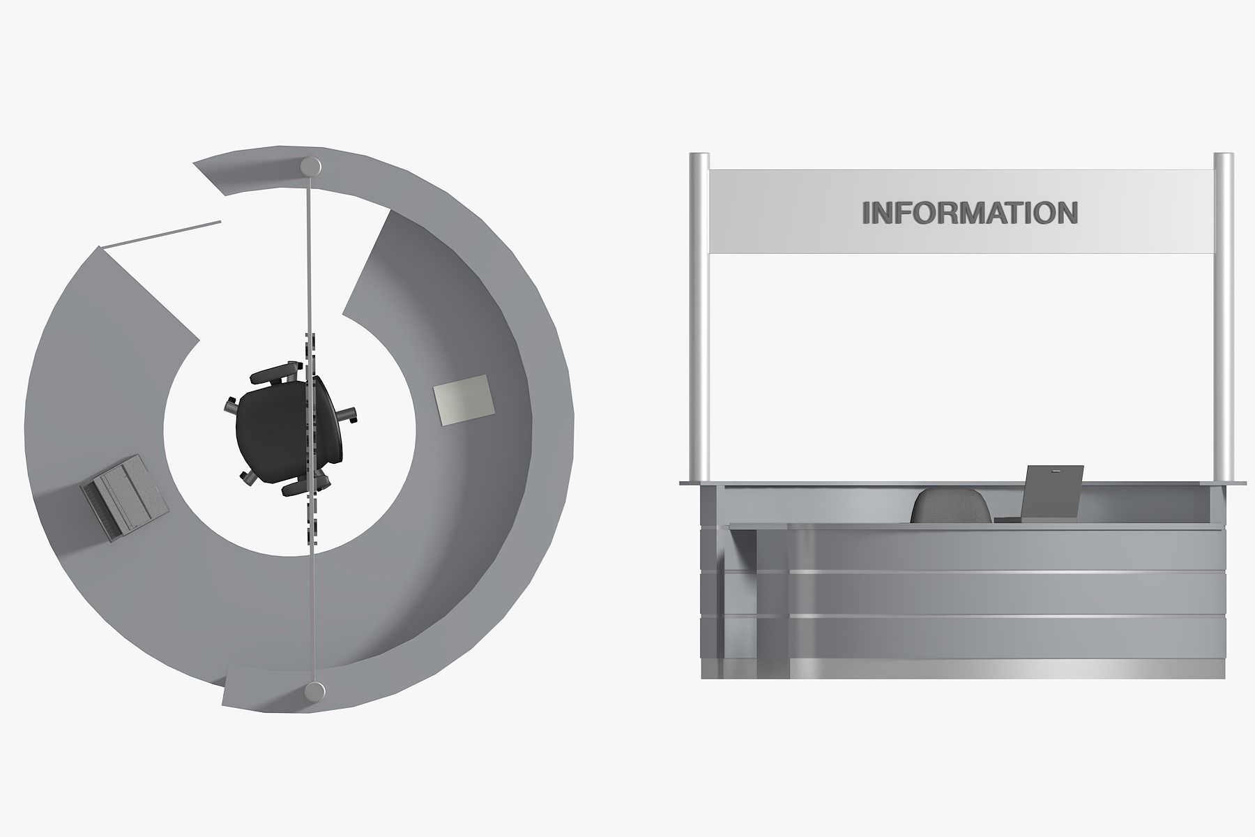 Circular counter Desk 3D model_4