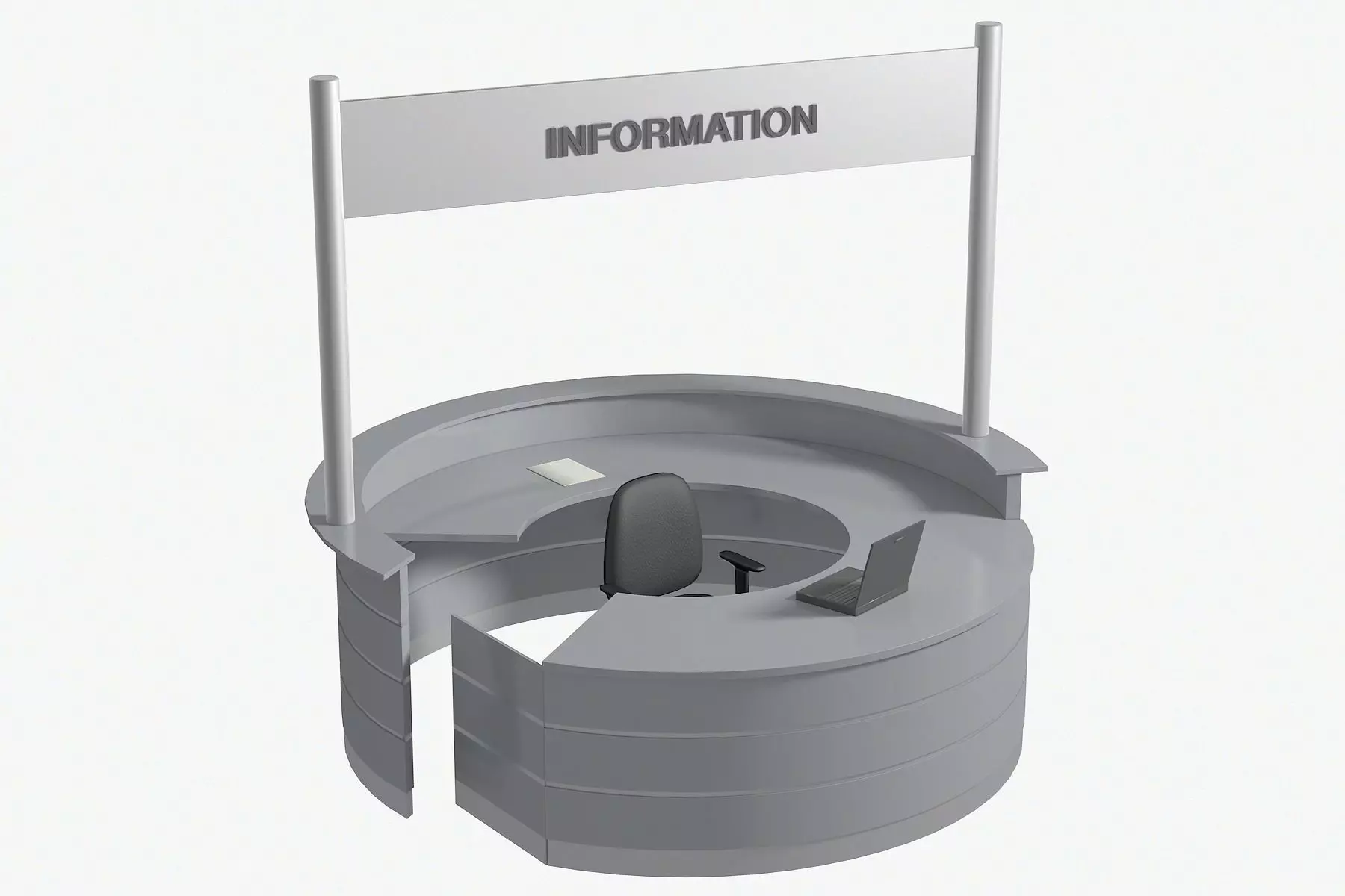 Circular counter Desk 3D model_0