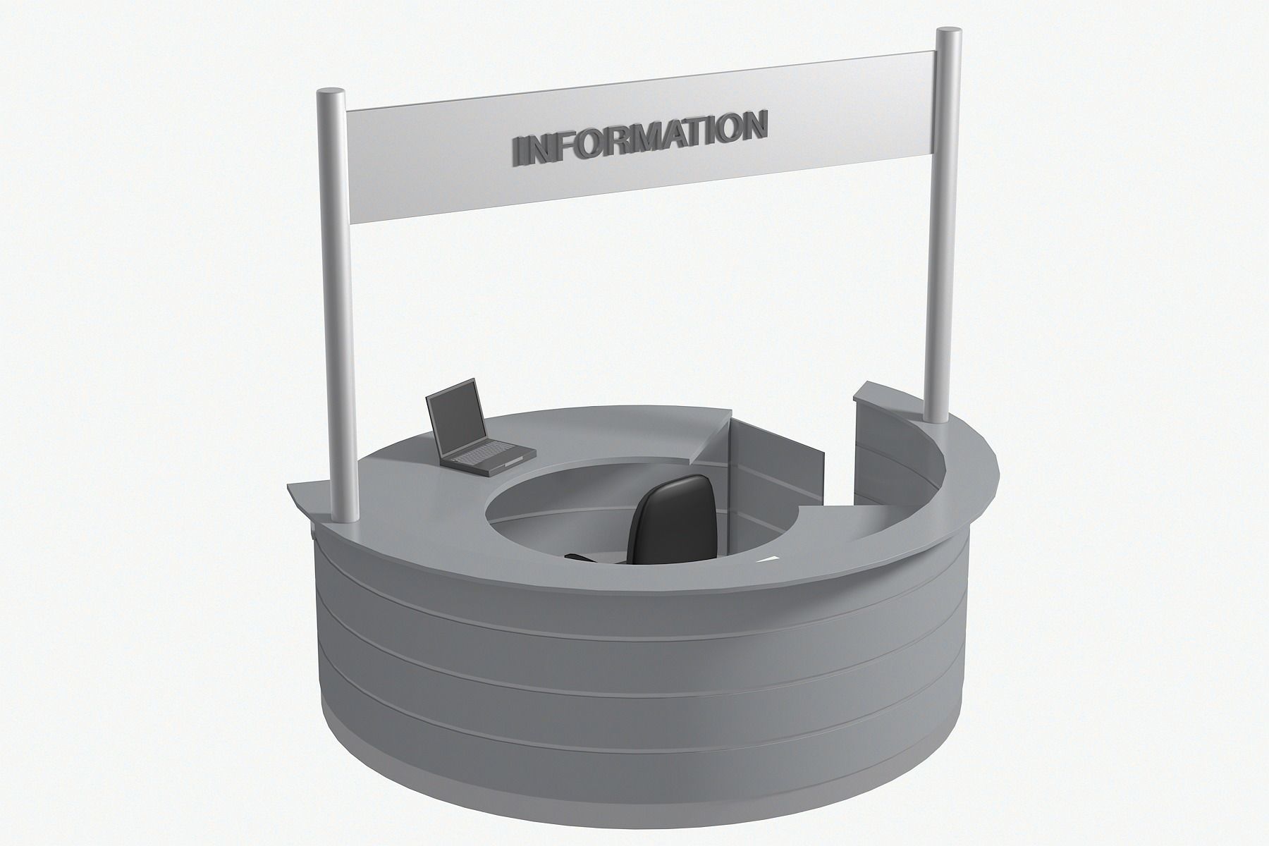 Circular counter Desk 3D model_2