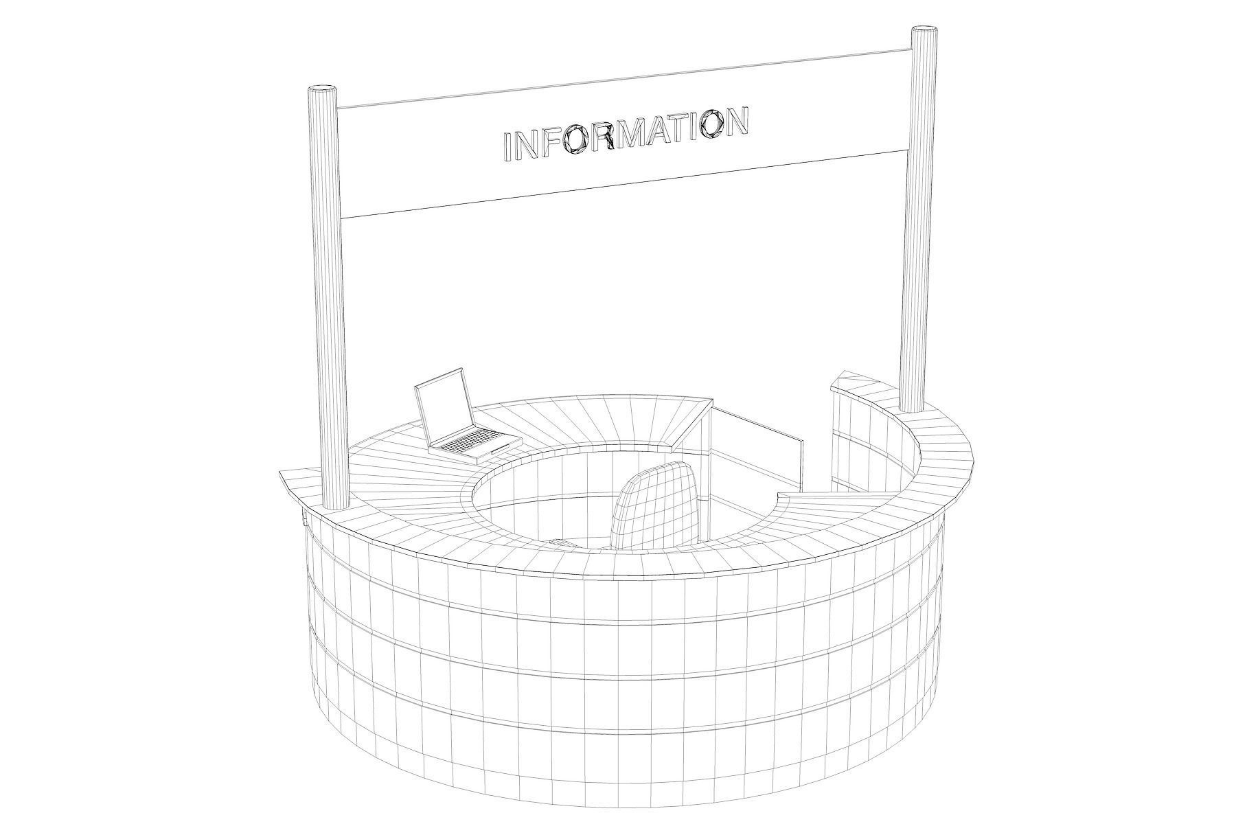 Circular counter Desk 3D model_3