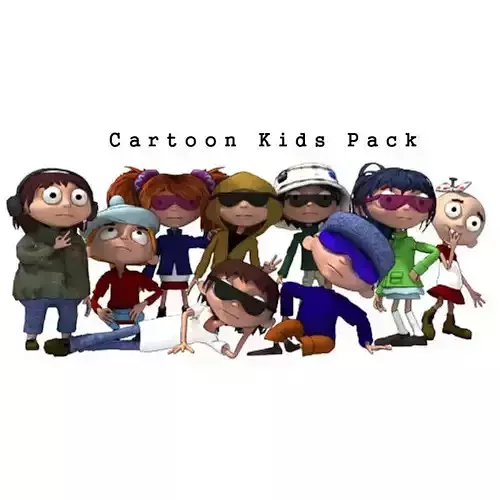 Cartoon Kids Low-poly 3D model