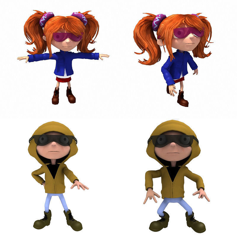 Cartoon Kids Low-poly 3D model_6
