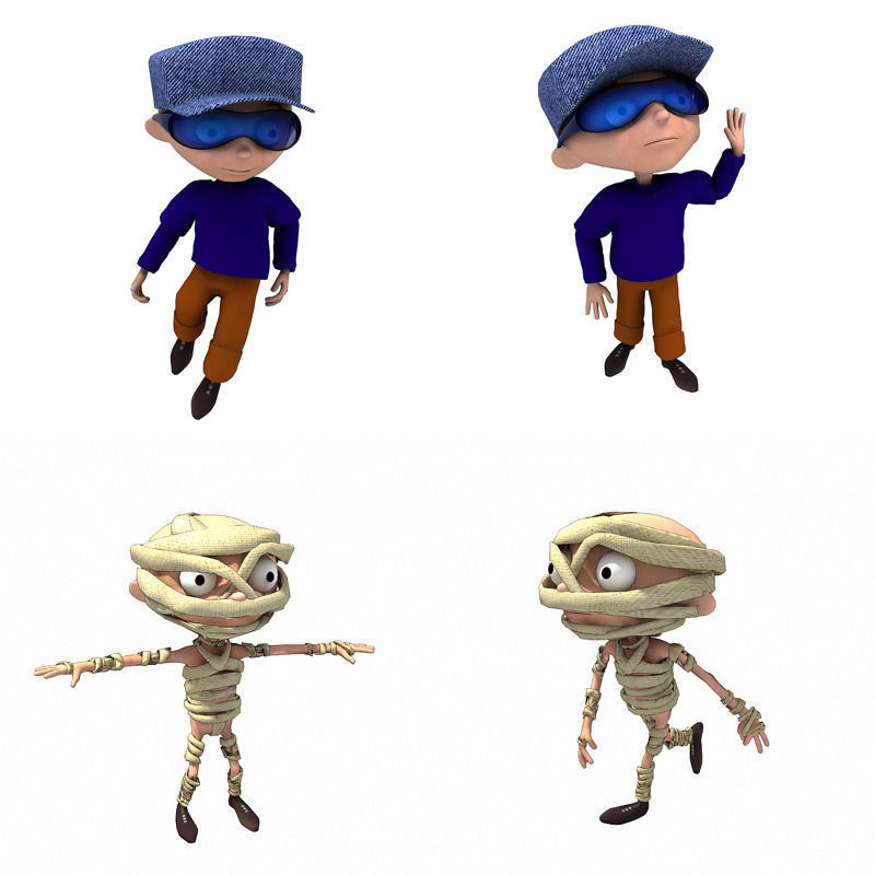 Cartoon Kids Low-poly 3D model_4