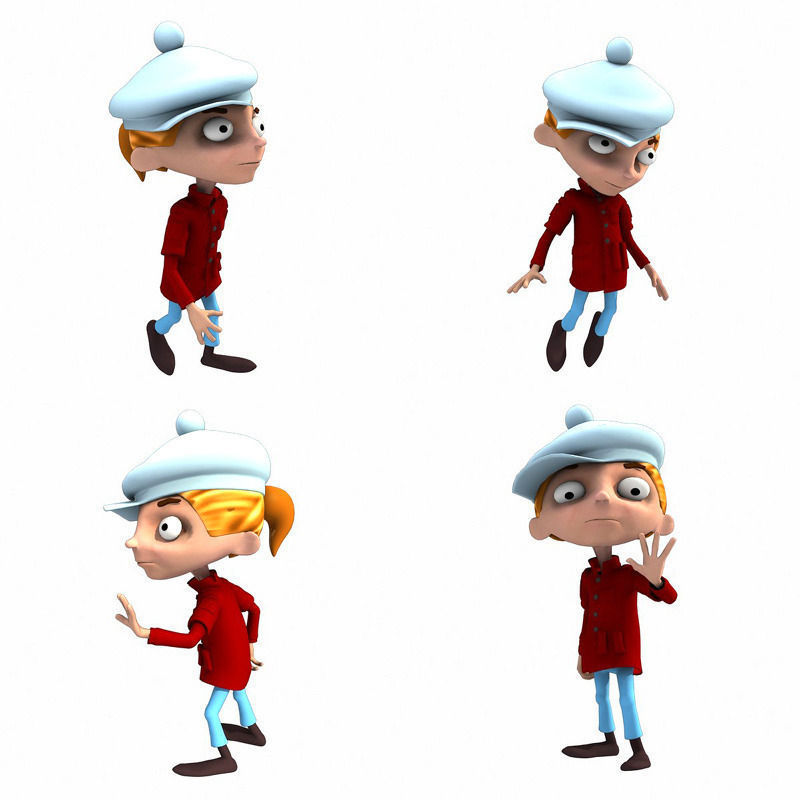Cartoon Kids Low-poly 3D model_2