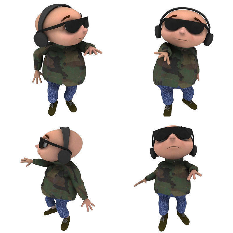 Cartoon Kids Low-poly 3D model_1