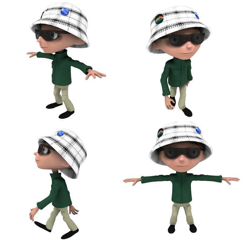 Cartoon Kids Low-poly 3D model_3