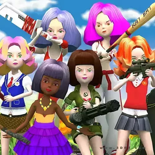 3DRT - Candy Squad Girls Bundle Low-poly 3D model