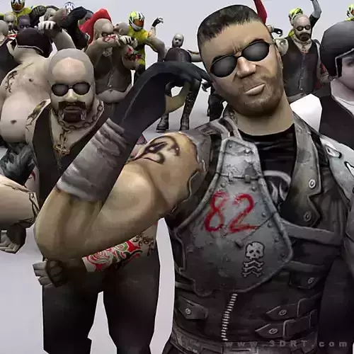 3DRT - Bikers Gang Pack Low-poly 3D model