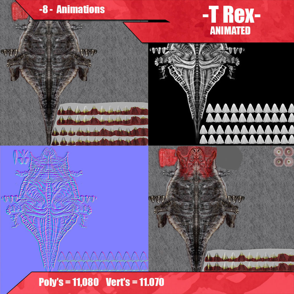 Tyrannosaurus Rex  Low-poly 3D model_7