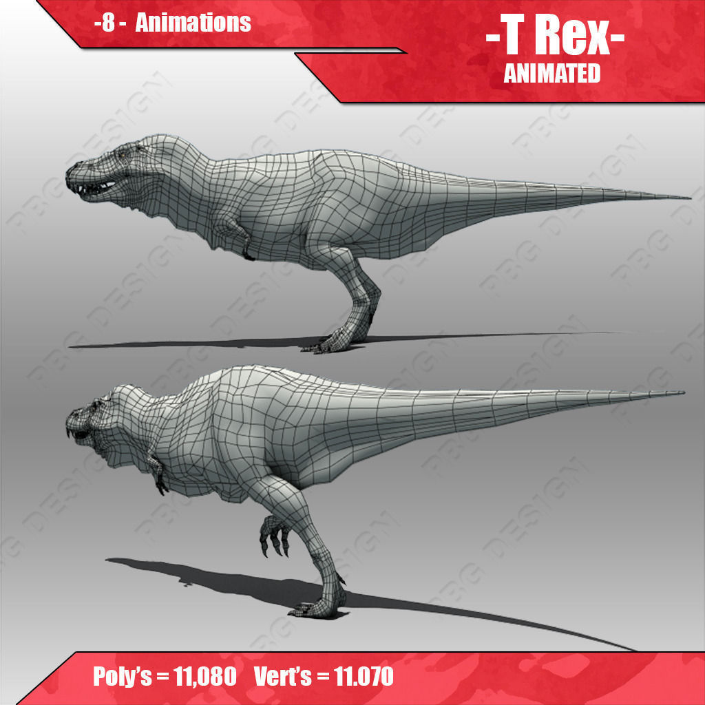 Tyrannosaurus Rex  Low-poly 3D model_5