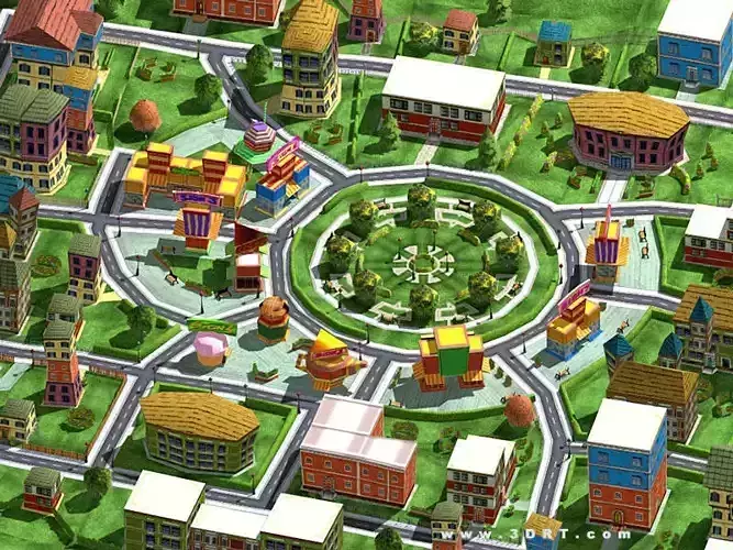 3DRT - Toonworlds Downtown Low-poly 3D model