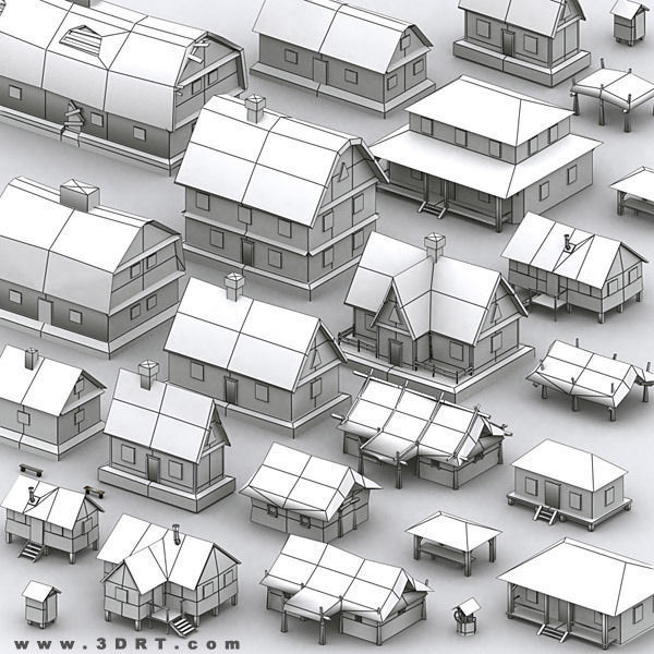 3DRT - Medieval Houses Pack  Low-poly 3D model_23