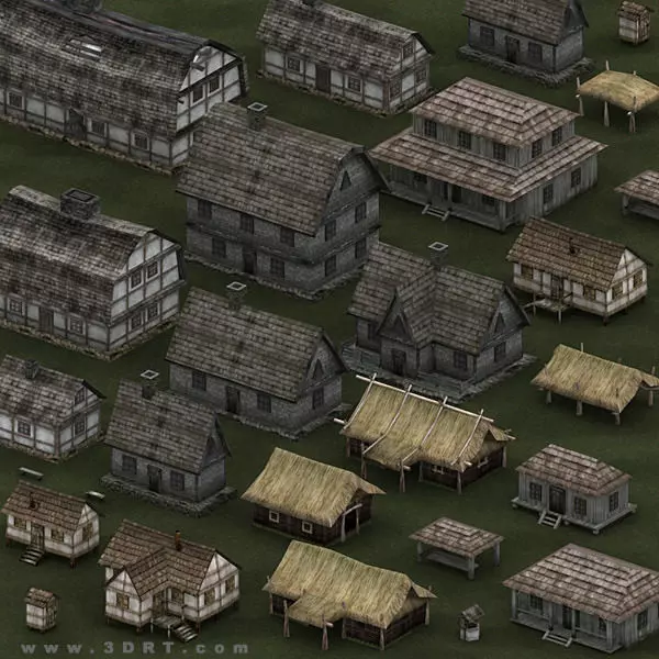 3DRT - Medieval Houses Pack  Low-poly 3D model_0