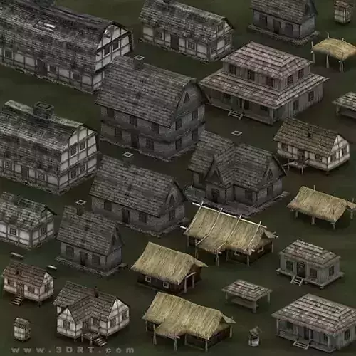 3DRT - Medieval Houses Pack  Low-poly 3D model
