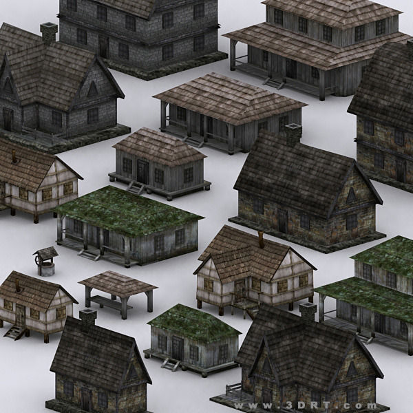 3DRT - Medieval Houses Pack  Low-poly 3D model_1