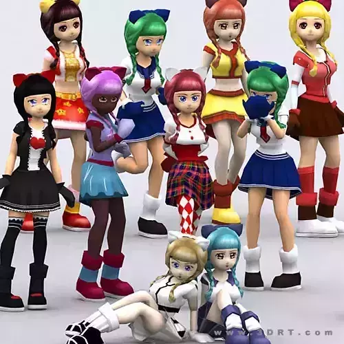 3DRT - Yoko Anime Girls Low-poly 3D model