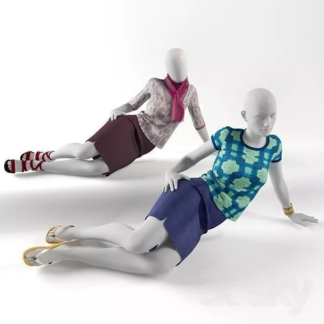 mannequin two mannequins laying Free 3D model