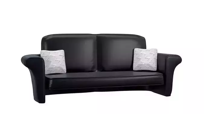 Black leather couch Free 3D model