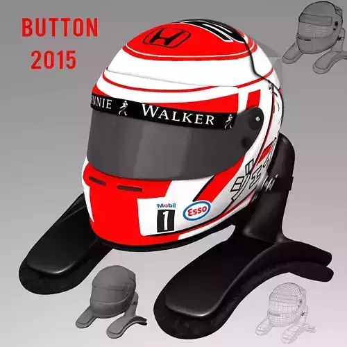 Jenson Button Helmet 2015 Low-poly 3D model