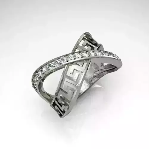 Ring greek cross with diamonds
