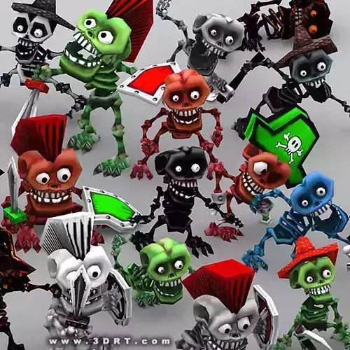 3DRT - Toonpets Skeletons Low-poly 3D model