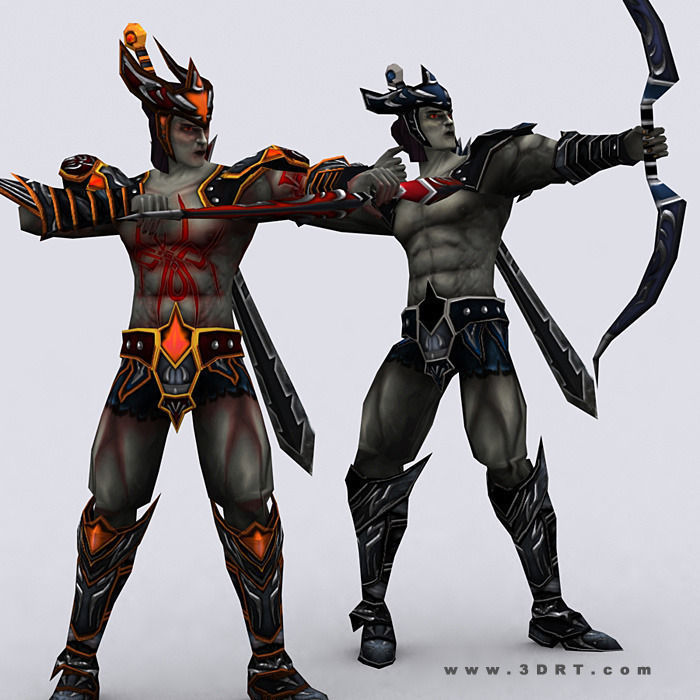 3DRT - Battlerage Elf Rangers Low-poly 3D model_11