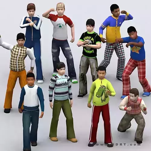 3DRT - Realpeople Kids Boys Low-poly 3D model