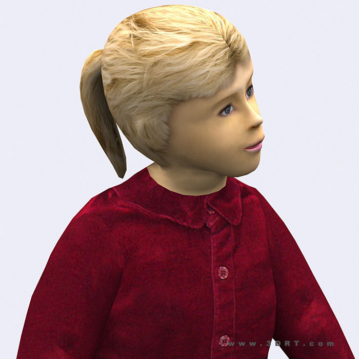 3DRT - Realpeople Kids Girls Low-poly 3D model_9