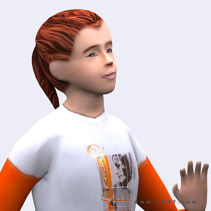 3DRT - Realpeople Kids Girls Low-poly 3D model_10