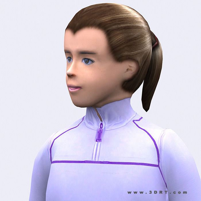 3DRT - Realpeople Kids Girls Low-poly 3D model_5