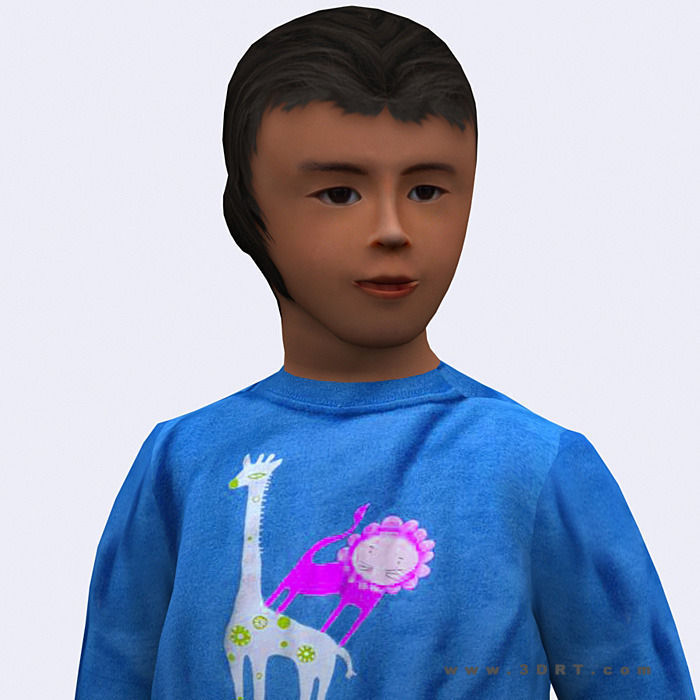 3DRT - Realpeople Kids Girls Low-poly 3D model_8