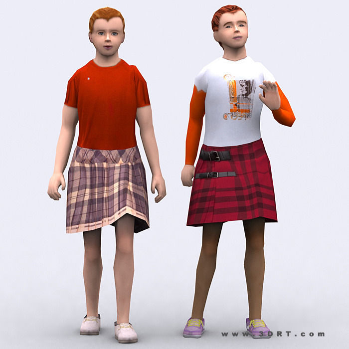 3DRT - Realpeople Kids Girls Low-poly 3D model_6