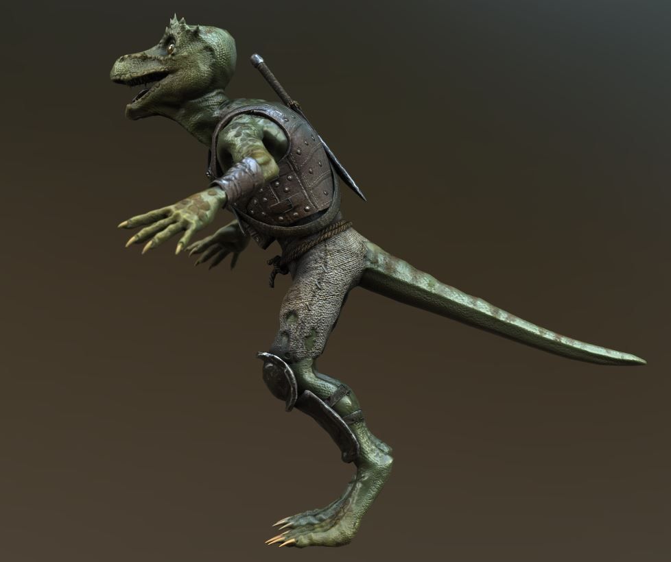 Kobold Lizard rigged for games Low-poly 3D model_1