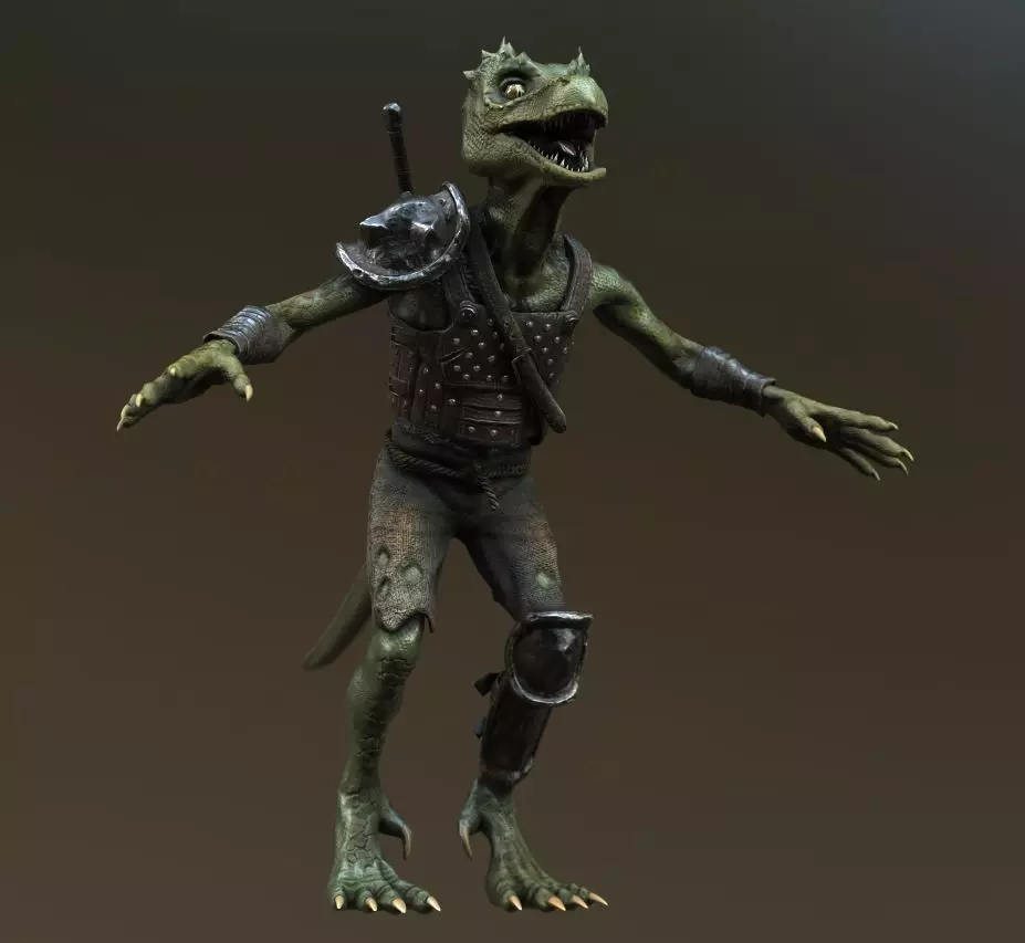 Kobold Lizard rigged for games Low-poly 3D model_0