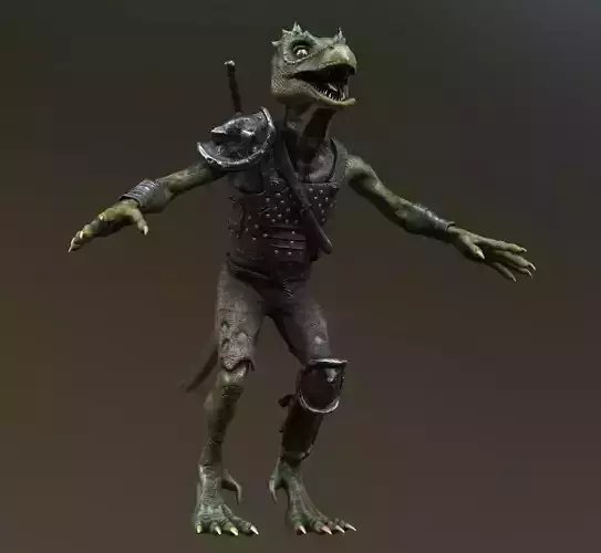 Kobold Lizard rigged for games Low-poly 3D model