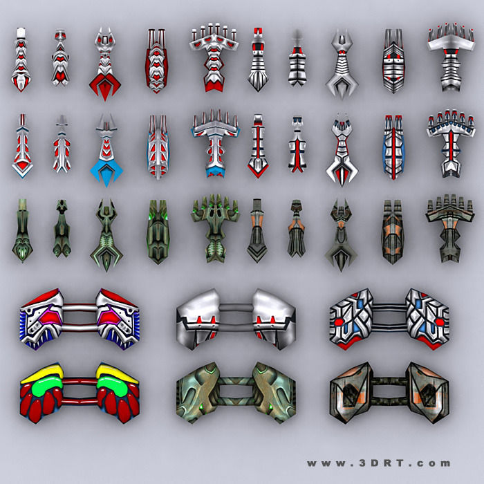 3DRT - Galaxian Space Invaders Low-poly 3D model_5